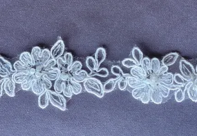 1 1/2" Ivory Pearled & Sequined Alençon Style Lace Trim