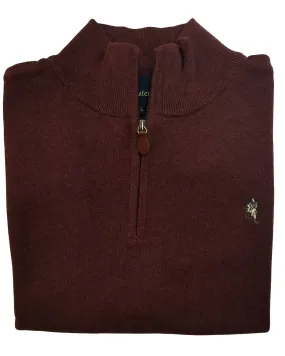 1/4 Zip Mock Sweater Vest in Cabernet Heather Cotton Blend