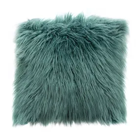 18" Square Accent Pillow by Diamond Sofa in Teal Dual-Sided Faux Fur