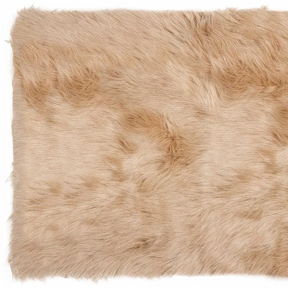 2' X 3' Tan Faux Fur Rectangular Area Rug