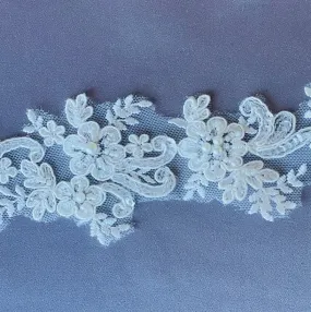 2" Ivory Sequined & Pearled Alençon Style Lace Trim