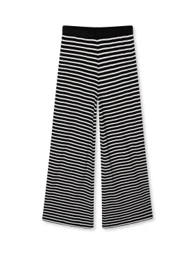 2x2 Cotton Stripe Veran Pants, Black/White Alyssum