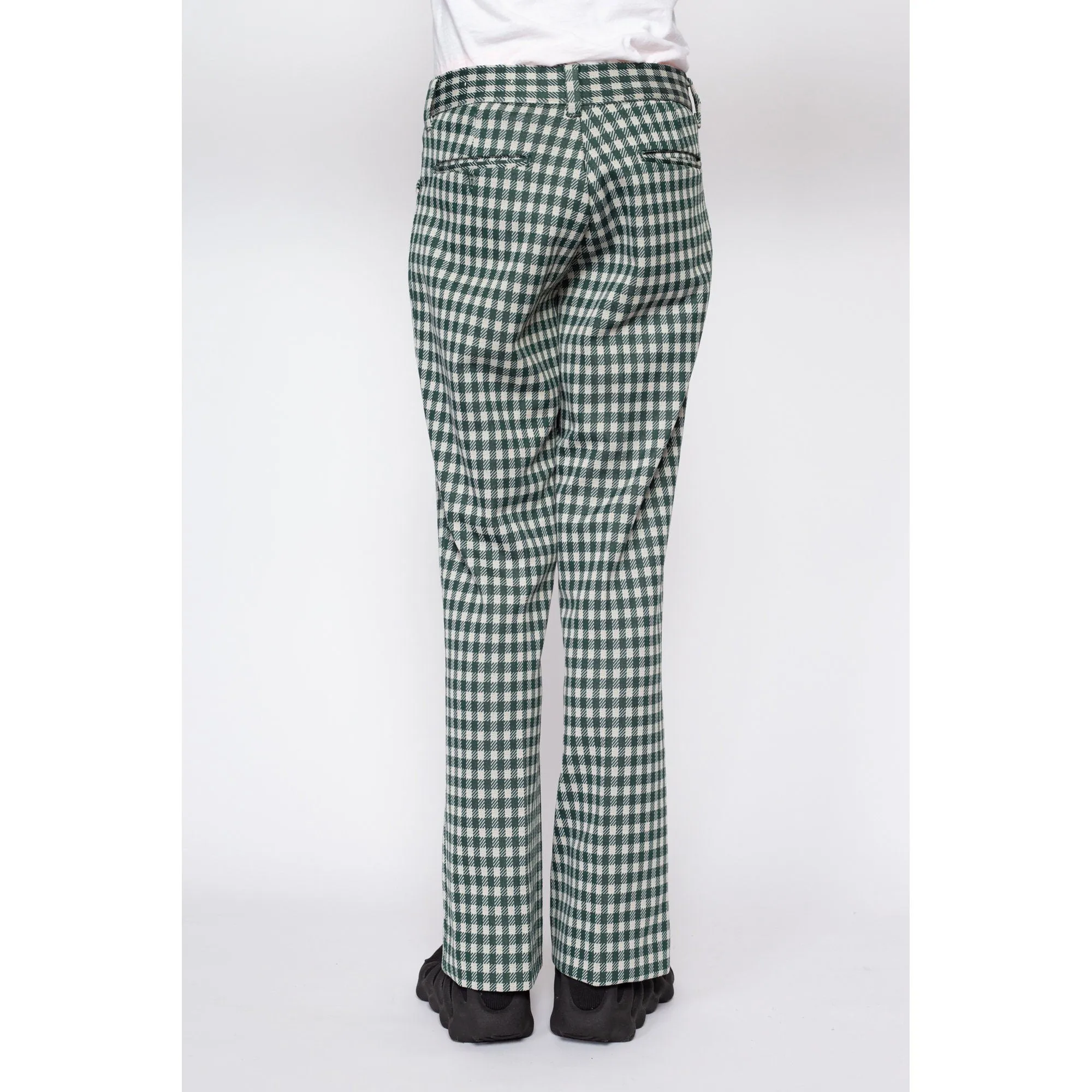 32" Waist 70s Green & White Gingham Trousers