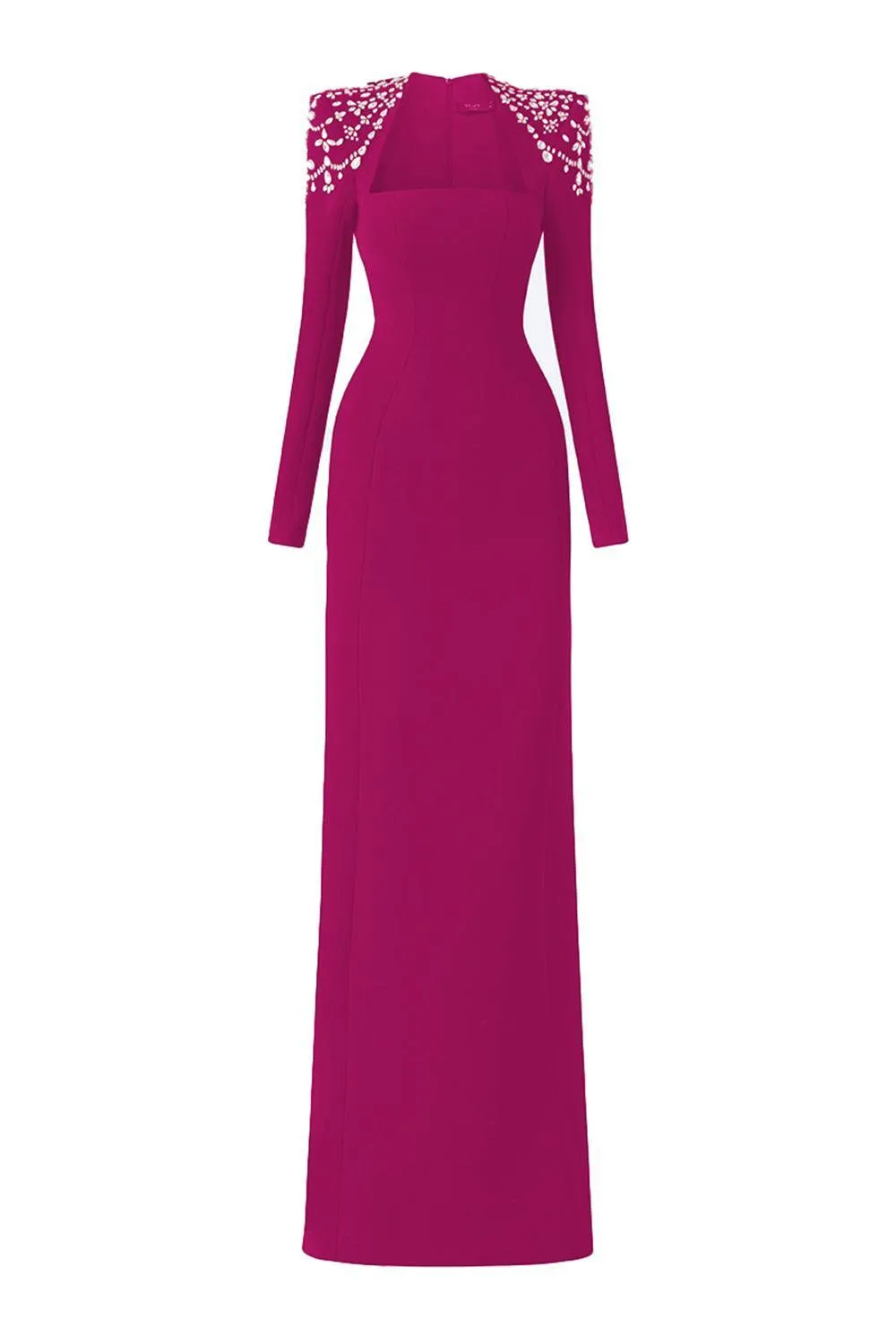 Adeline Bodycon Long Sleeved Crepe Floor Length Dress