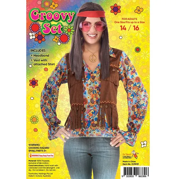 Adult Female Groovy Hippie Vest set