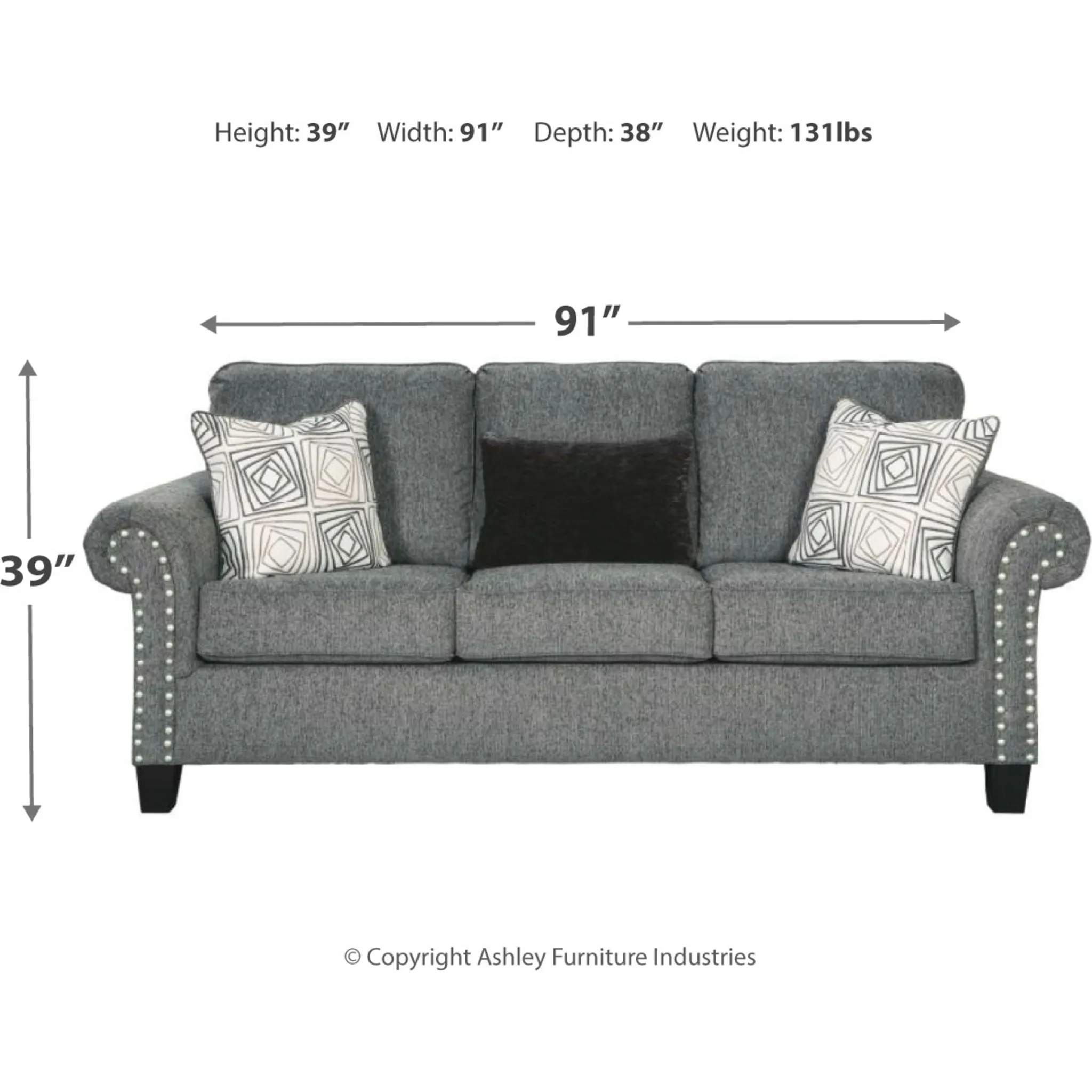 Agleno Sofa - Charcoal