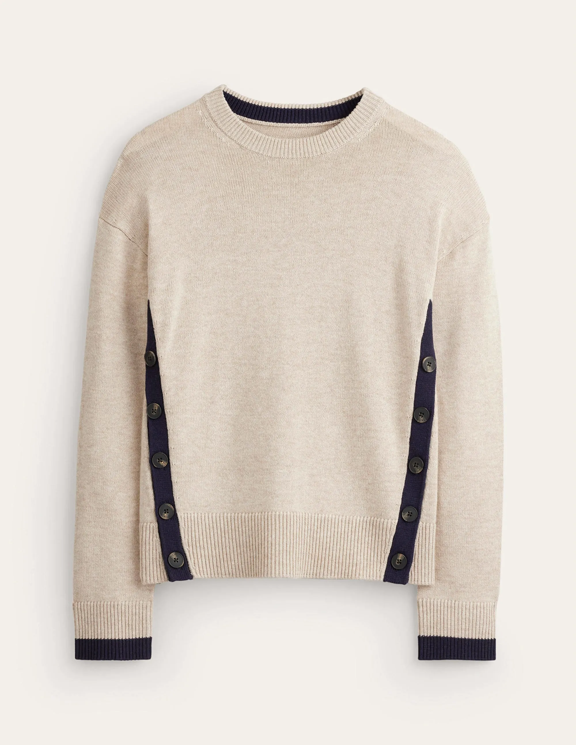 Alma Contrast Trim Jumper-Chinchilla Melange, Navy