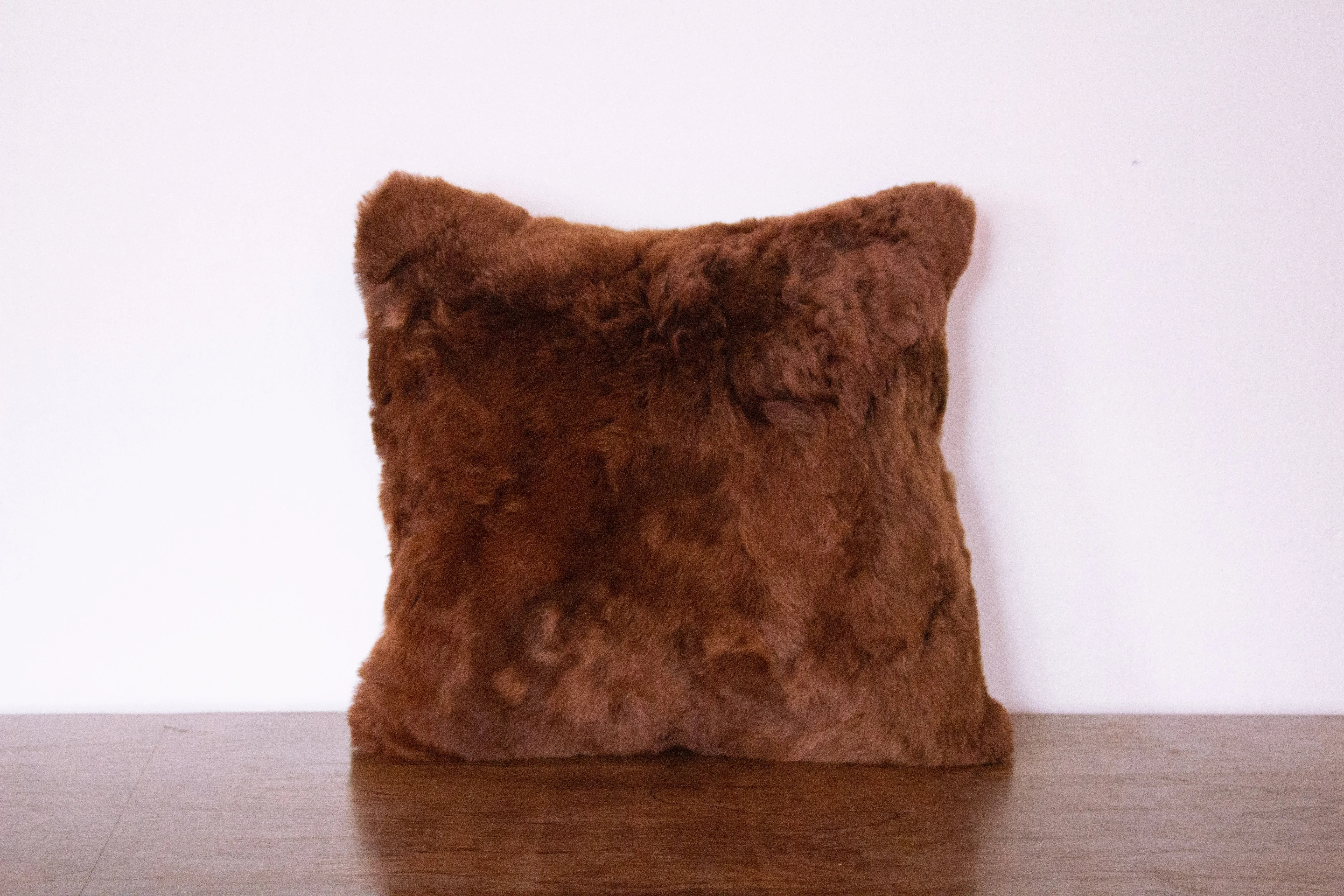 Alpaca Fur Pillow Solid Dark Brown