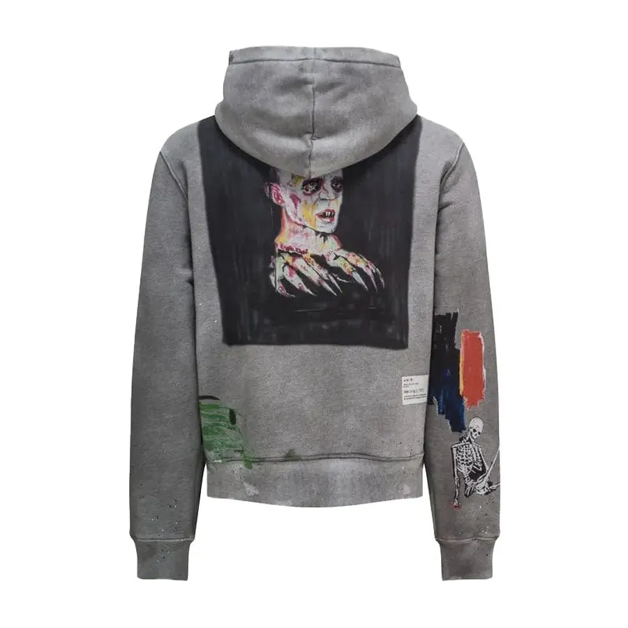 Amiri X Wes Lang Blood 38' Hoodie in Heather Grey