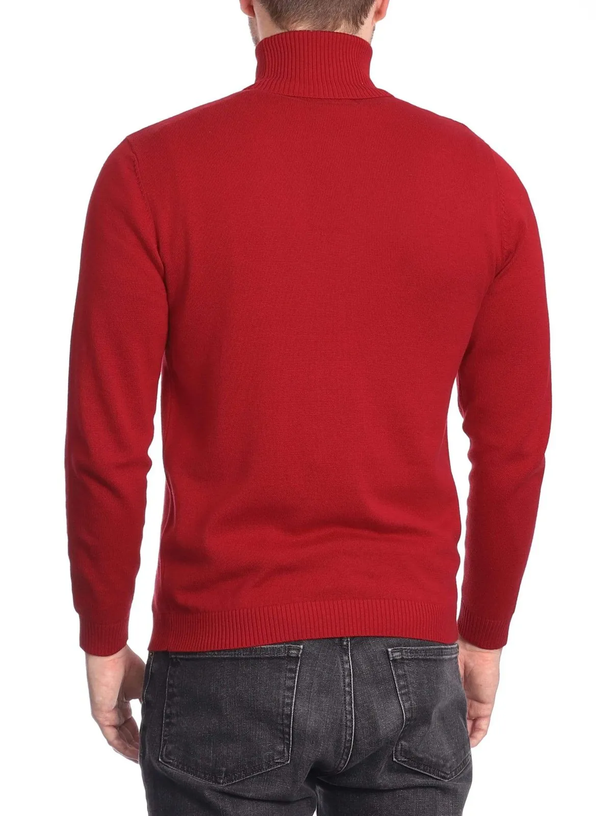 Arthur Black Men's Solid Red Pullover Cotton Blend Turtleneck Sweater Shirt