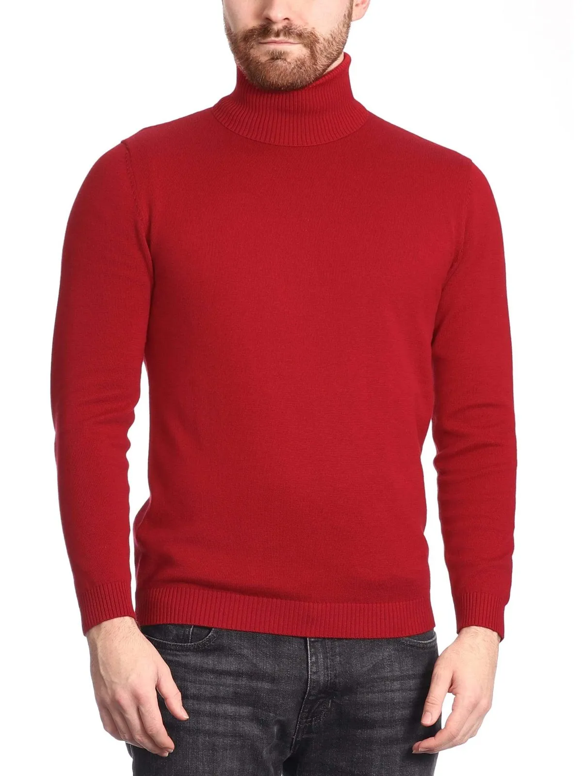 Arthur Black Men's Solid Red Pullover Cotton Blend Turtleneck Sweater Shirt