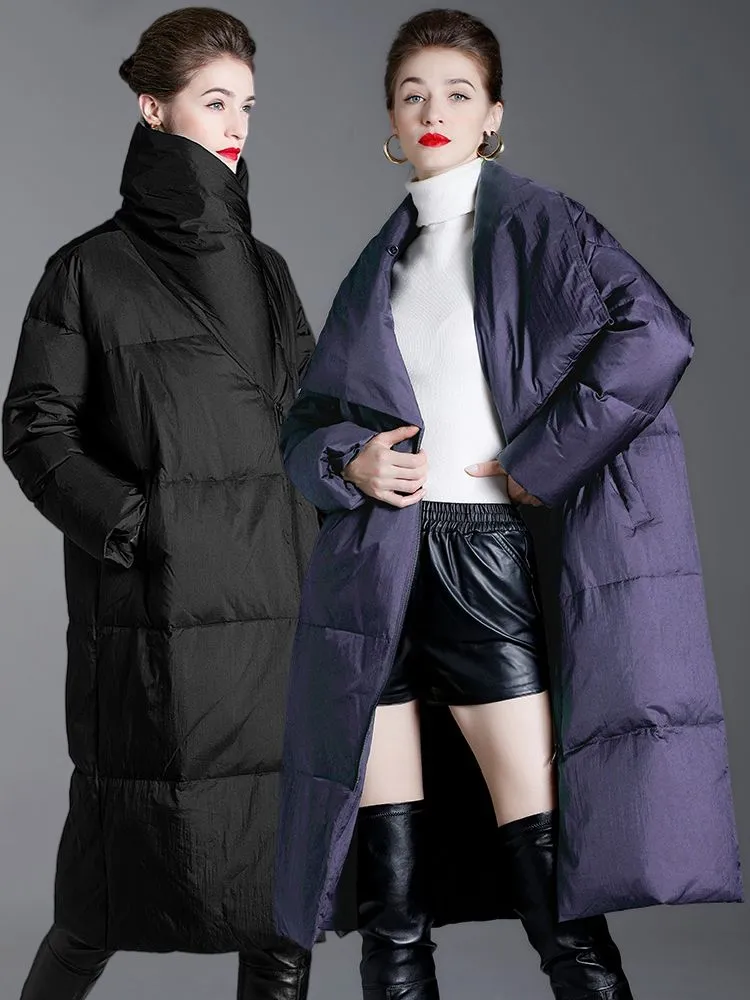 Asymmetrical Utility Collar Down Puffer Coat