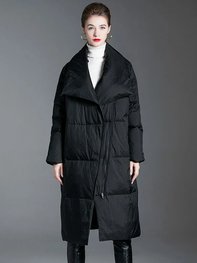 Asymmetrical Utility Collar Down Puffer Coat