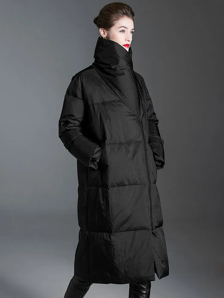 Asymmetrical Utility Collar Down Puffer Coat