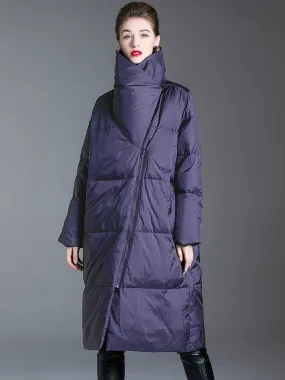 Asymmetrical Utility Collar Down Puffer Coat