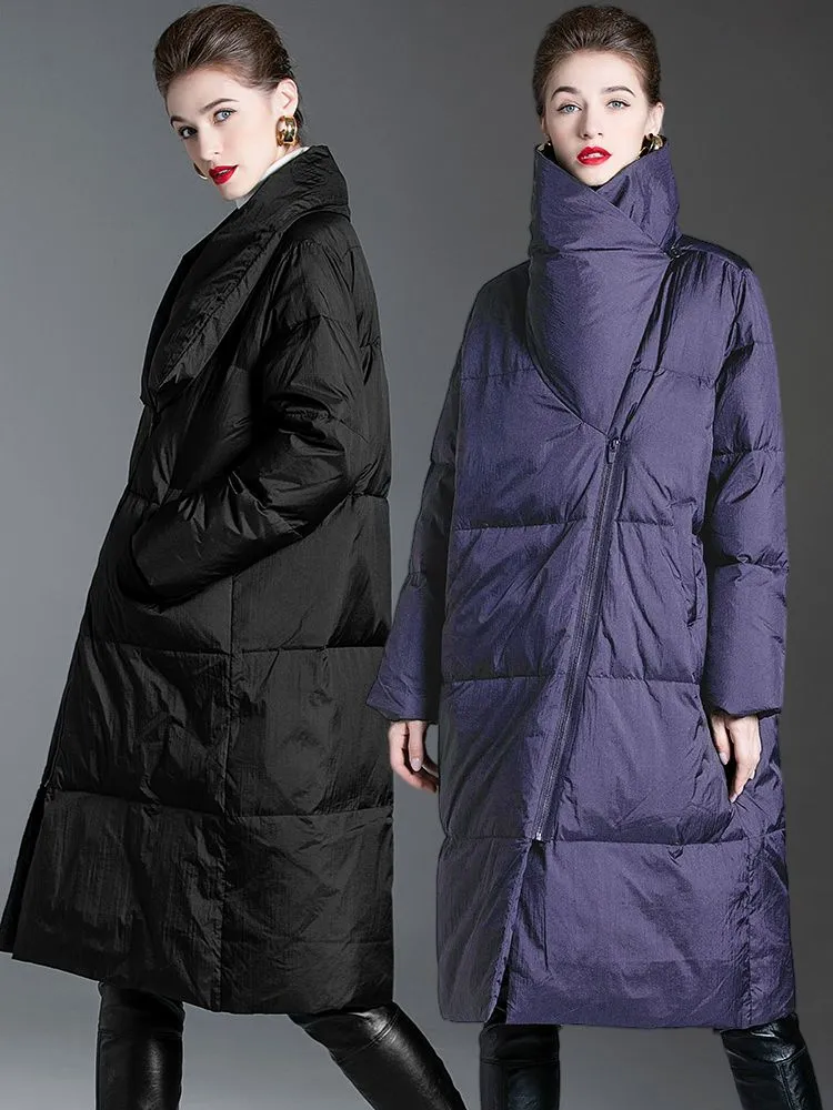 Asymmetrical Utility Collar Down Puffer Coat