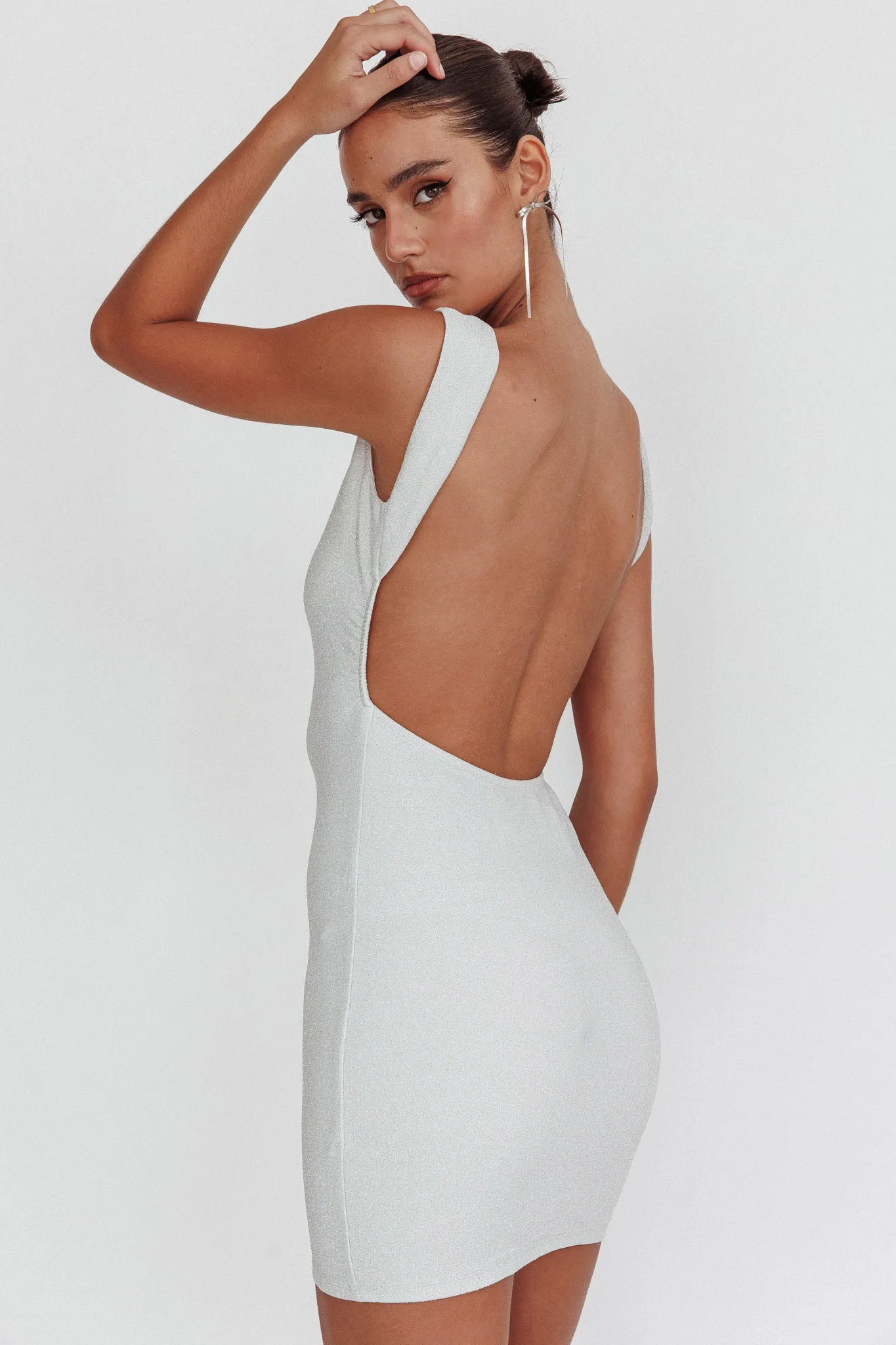 Ayda Backless Mini Dress Silver