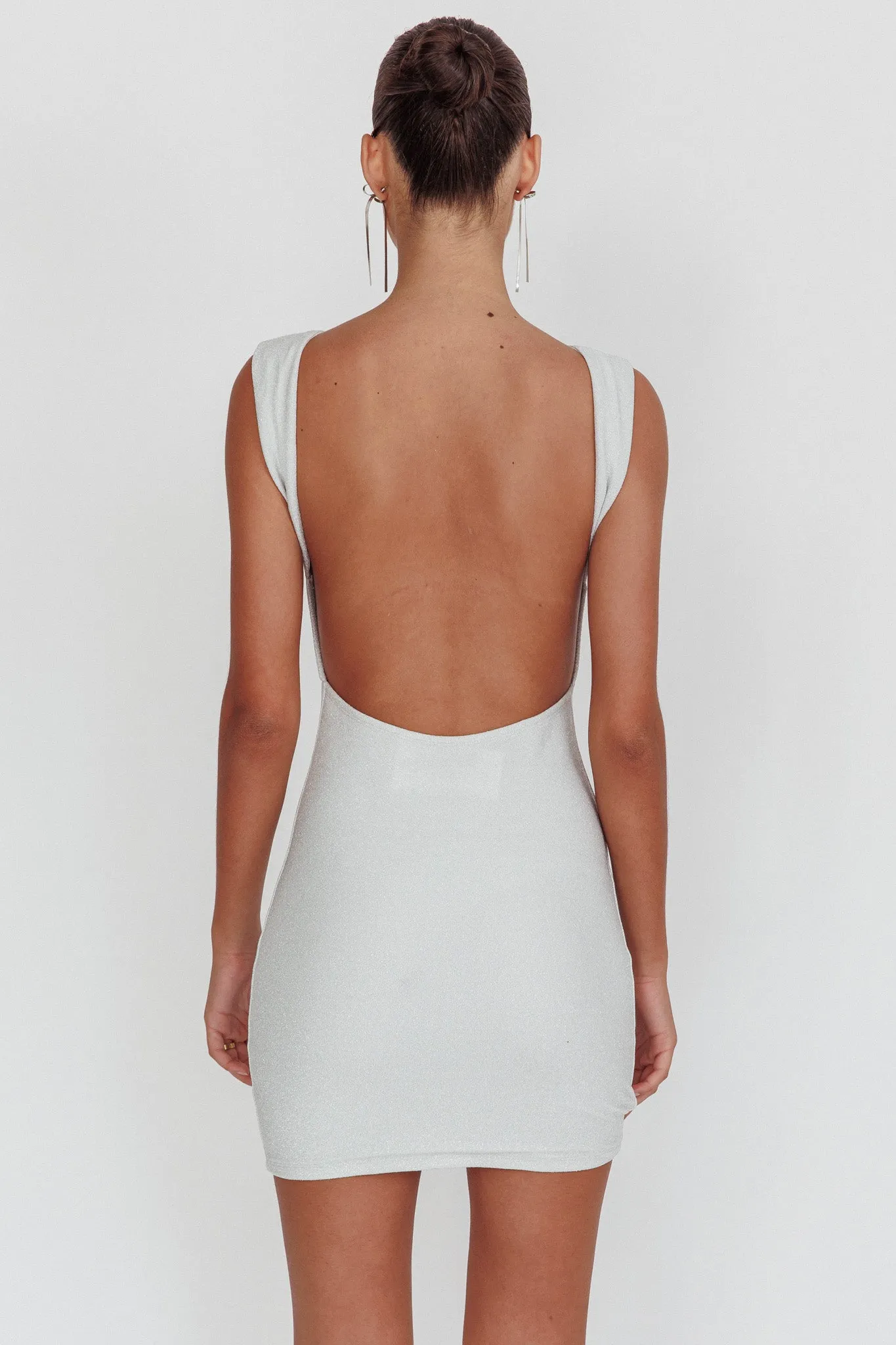 Ayda Backless Mini Dress Silver