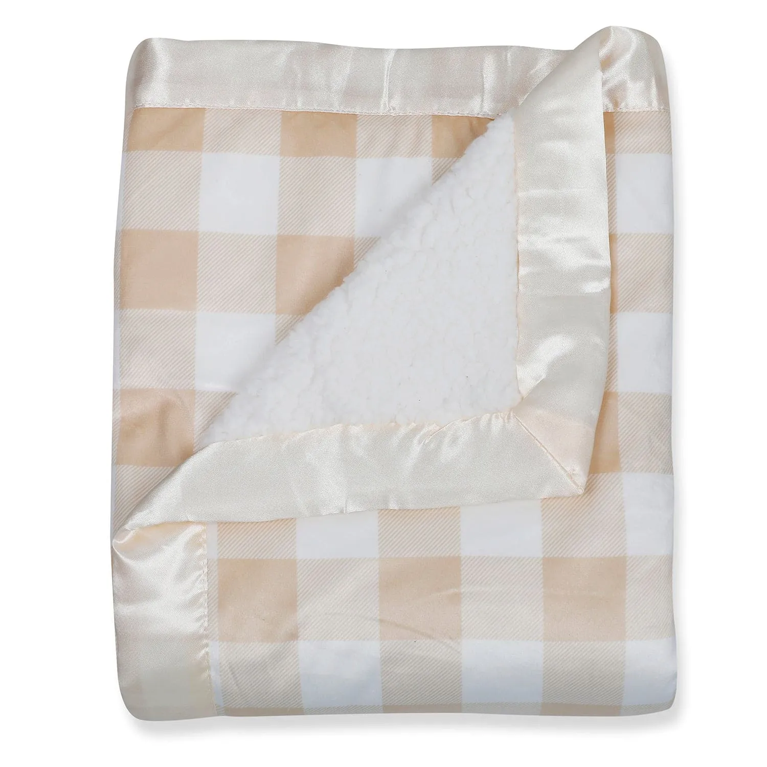 Baby Moo Checkered Charm Soft Fur Blanket - Cream