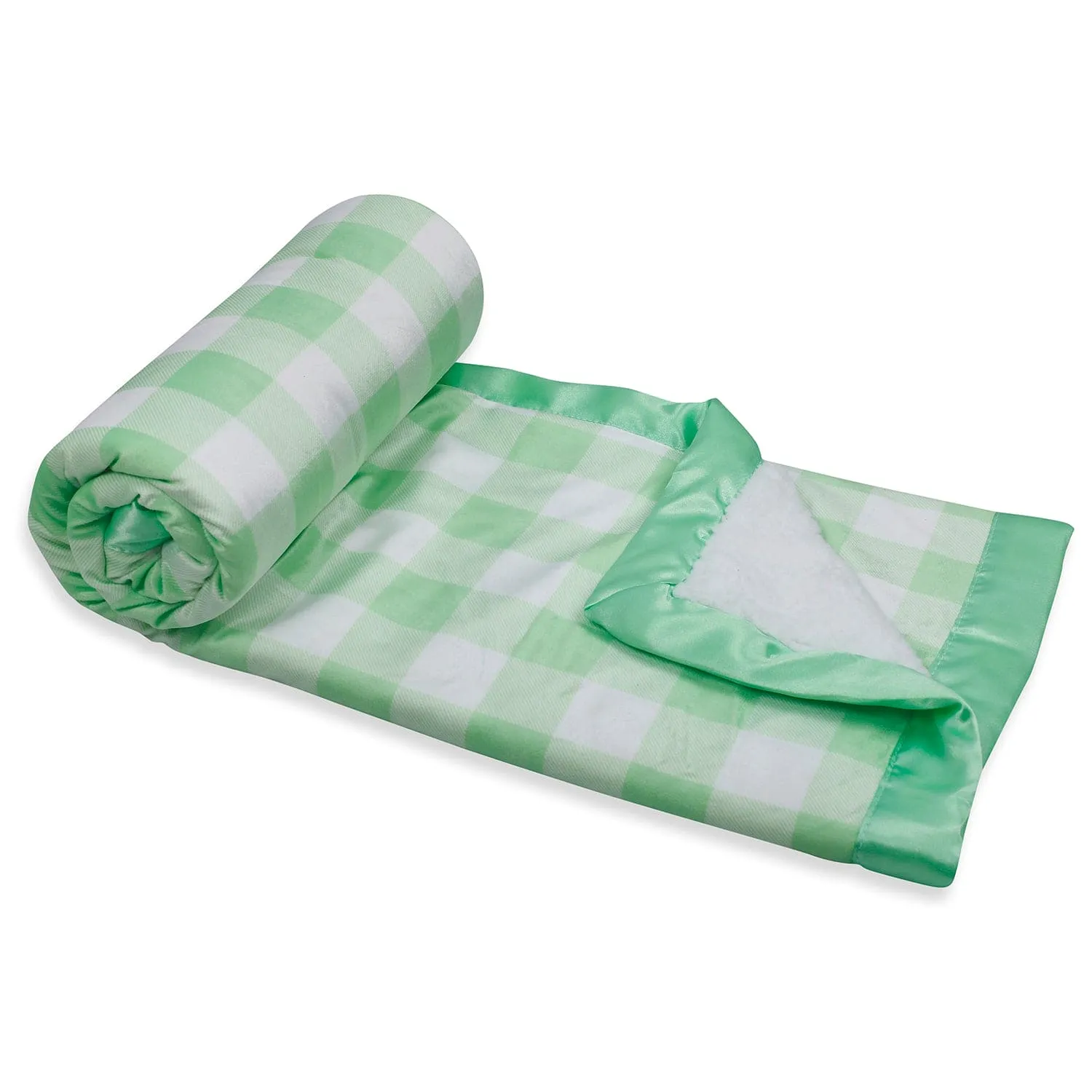 Baby Moo Checkered Charm Soft Fur Blanket - Green