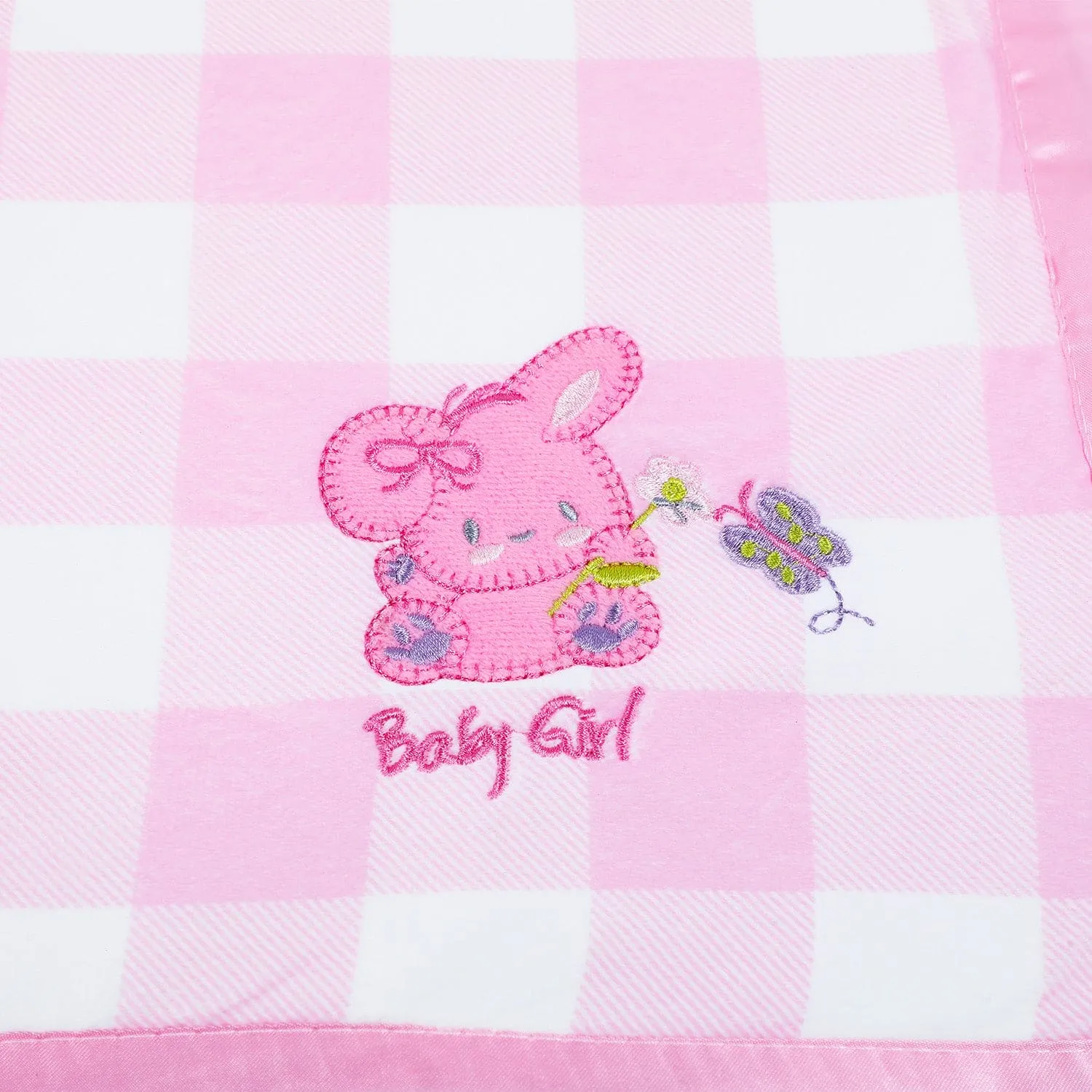 Baby Moo Checkered Charm Soft Fur Blanket - Pink