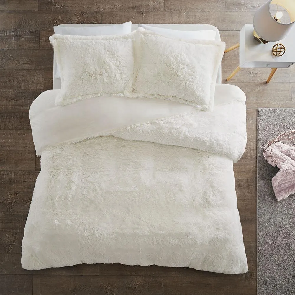 Bari | Polyester Solid Shaggy Fur Duvet Cover Set