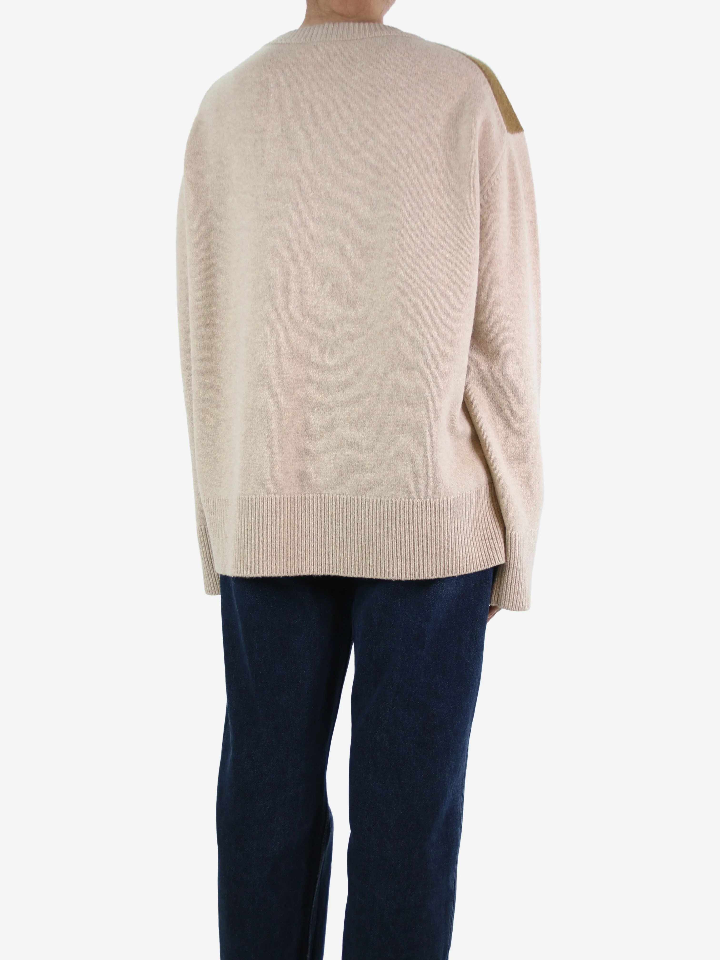 Beige diamond crewneck jumper - size L