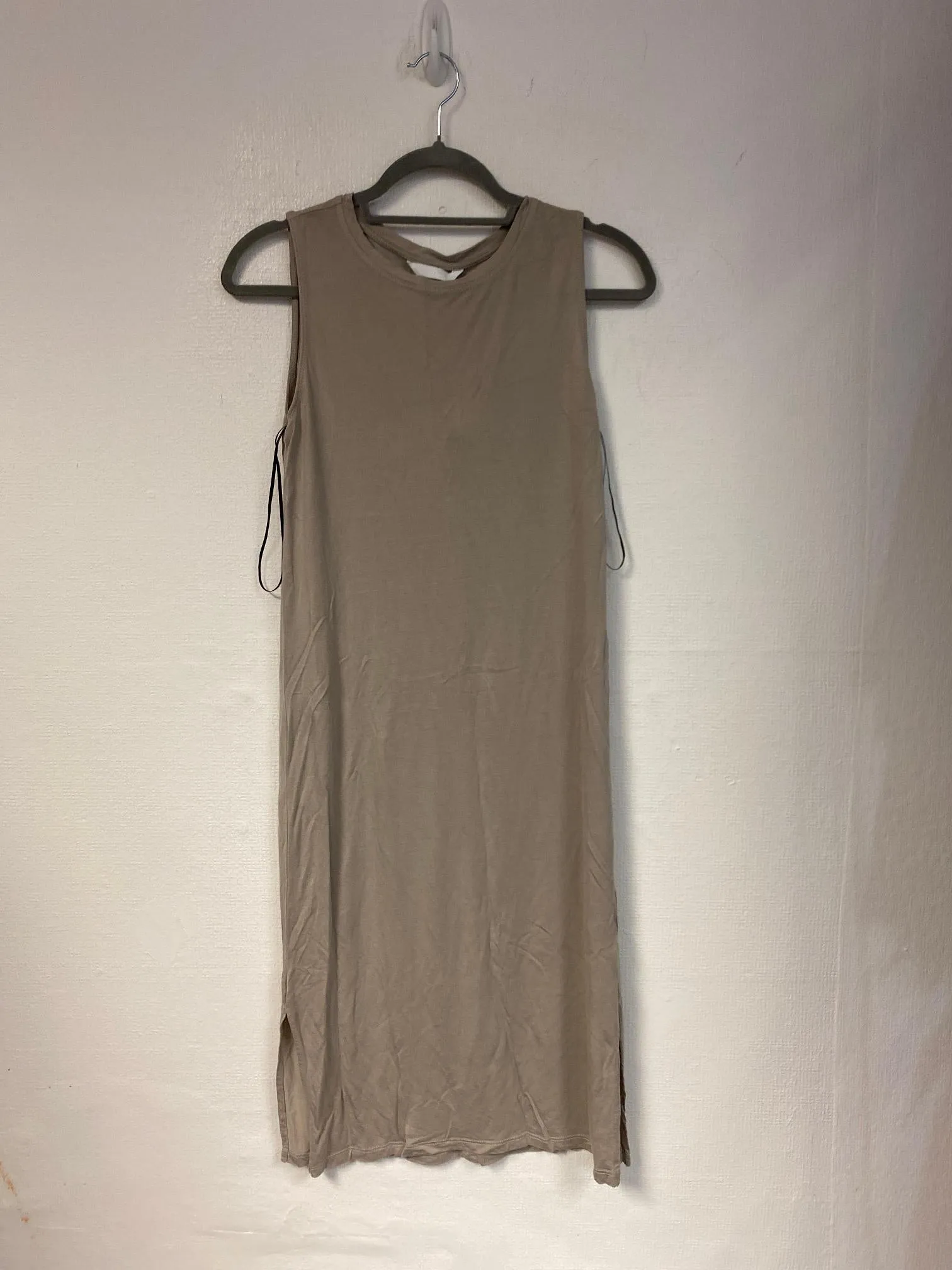 Beige sleeveless bodycon dress, H&M, Size 8 (Viscose)