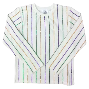 Belle Cher Sequin Top - Mardi Gras Stripe