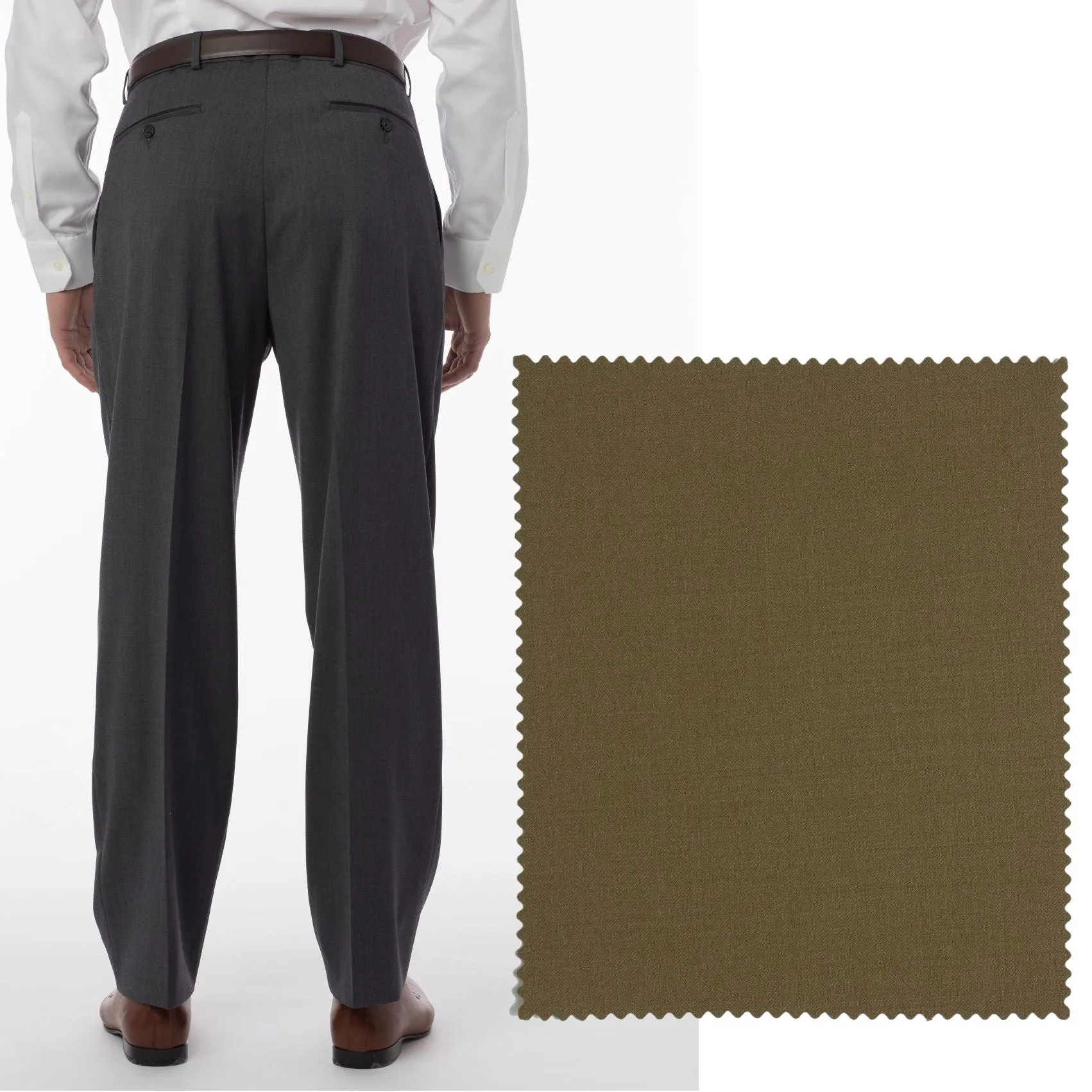 BIG FIT Super 120s Wool Gabardine Comfort-EZE Trouser in Saddle (Manchester Pleated Model) by Ballin