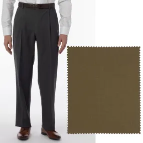 BIG FIT Super 120s Wool Gabardine Comfort-EZE Trouser in Saddle (Manchester Pleated Model) by Ballin