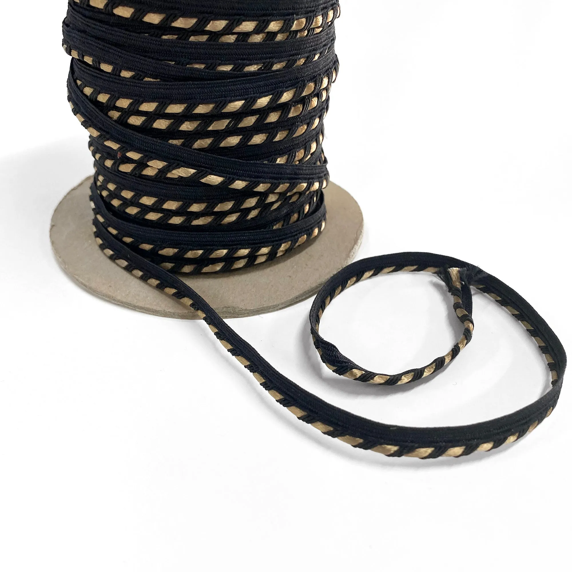 Black and Gold High Quality Decorative Lip Cord Trim by the yard