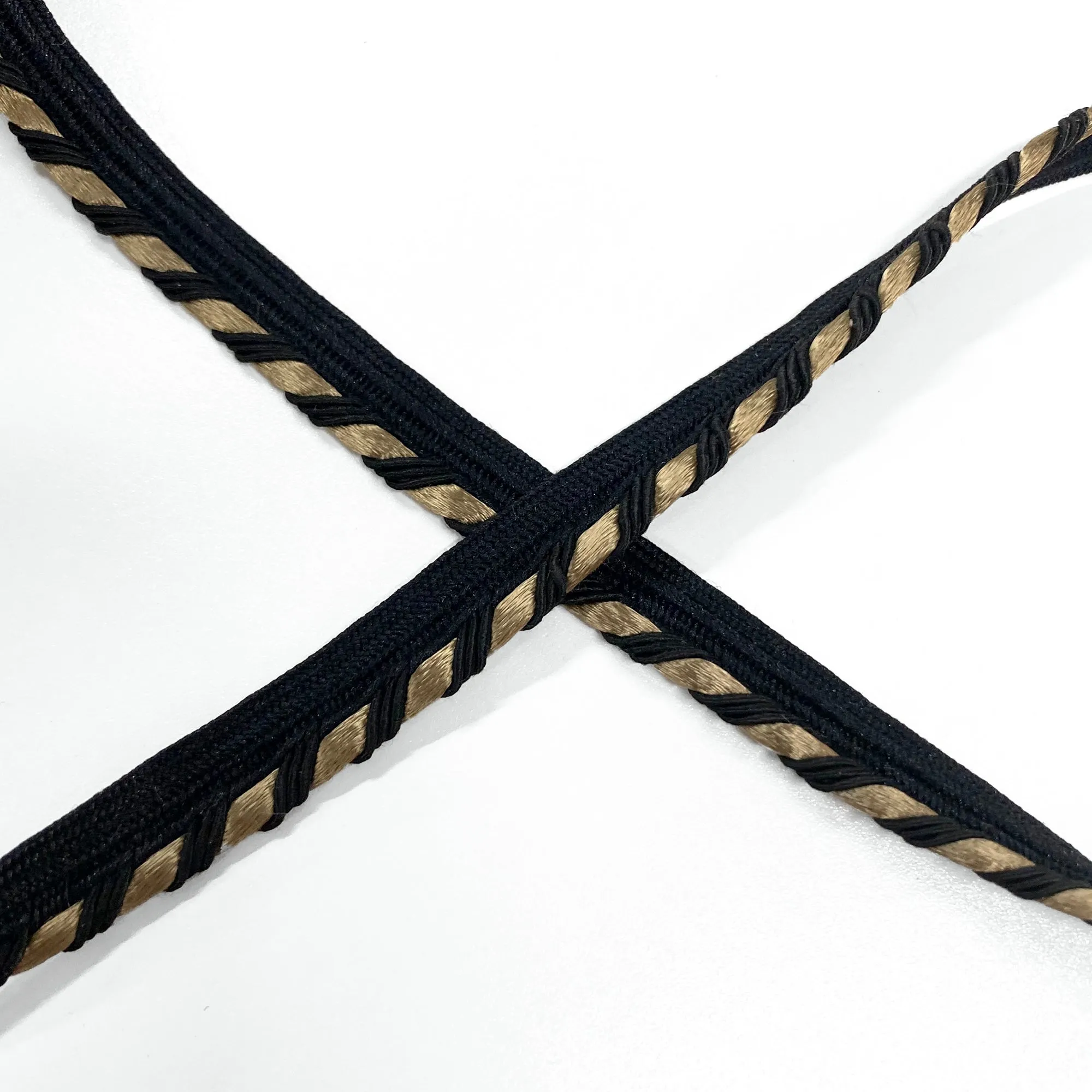 Black and Gold High Quality Decorative Lip Cord Trim by the yard