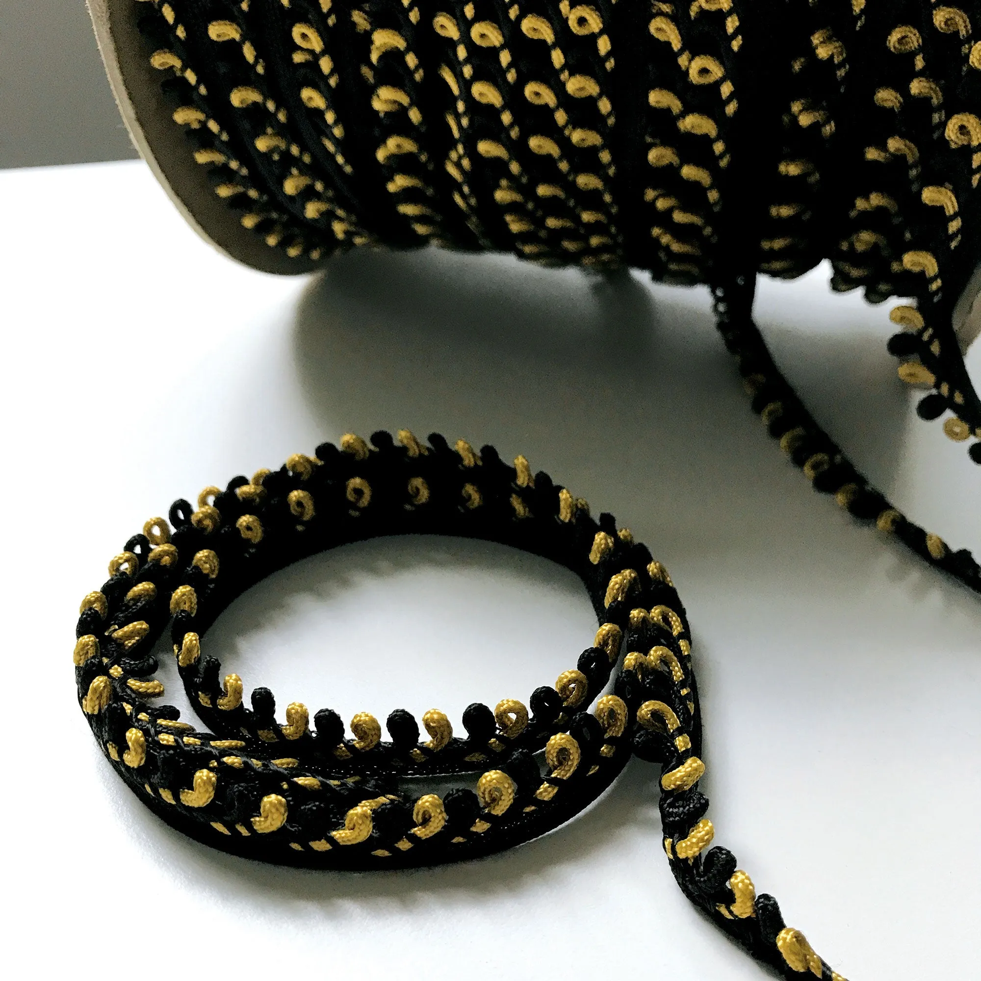 Black and Gold High Quality Decorative Loop Trim by the yard