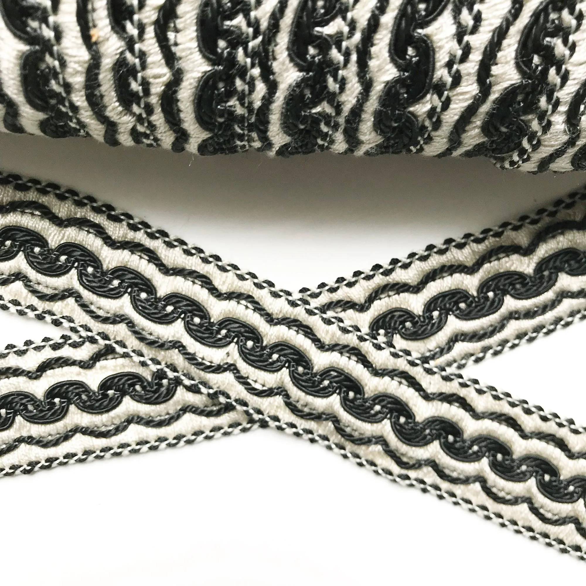 Black and Ivory High Quality Decorative Border Trim by the yard