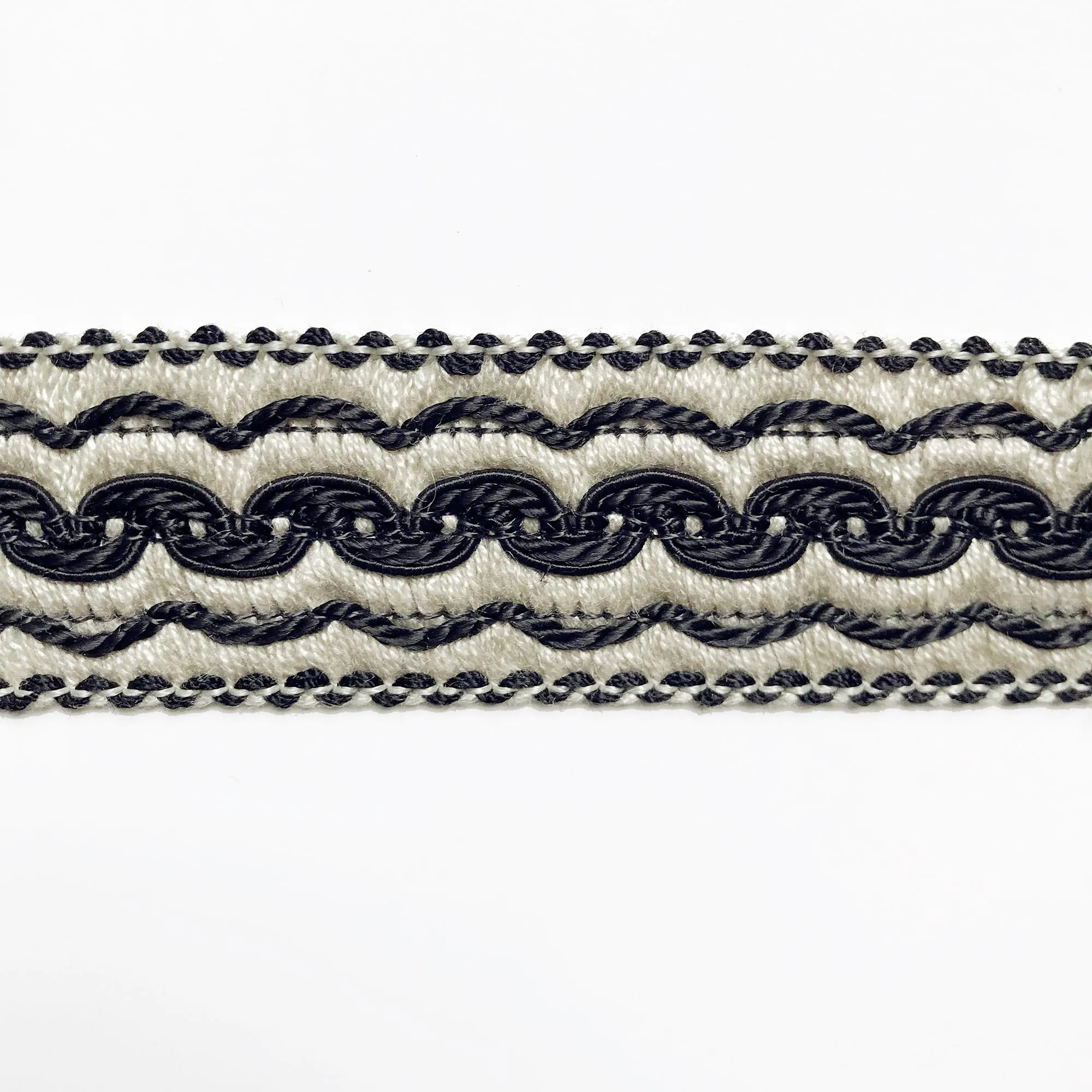 Black and Ivory High Quality Decorative Border Trim by the yard