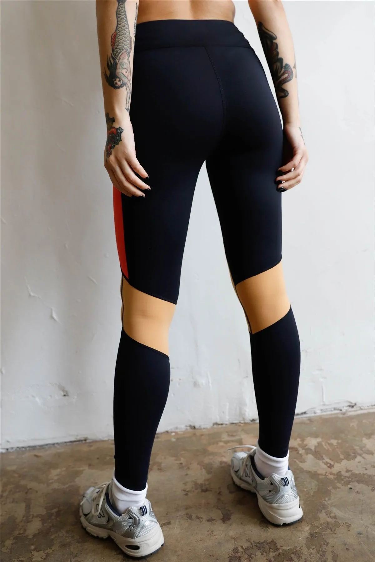 Black Colorblock High Waist Active Yoga Legging /2-2-2