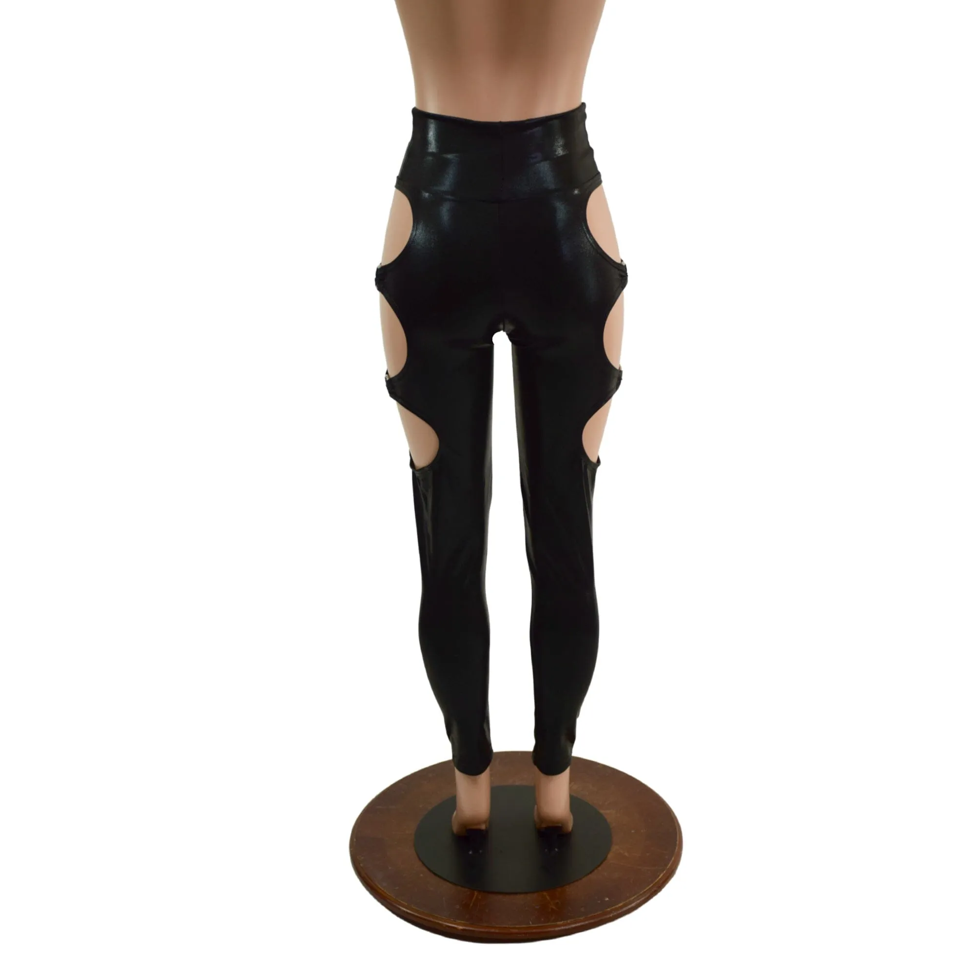 Black Mystique High Waist Leggings with O-Ring Cutouts