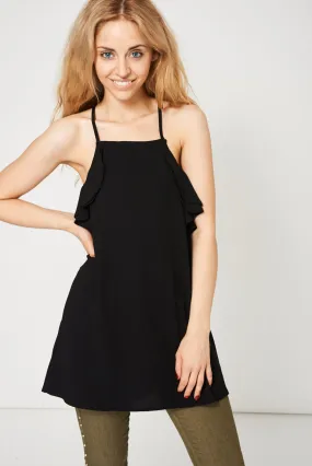 Black Square Neck Open Back Camisole