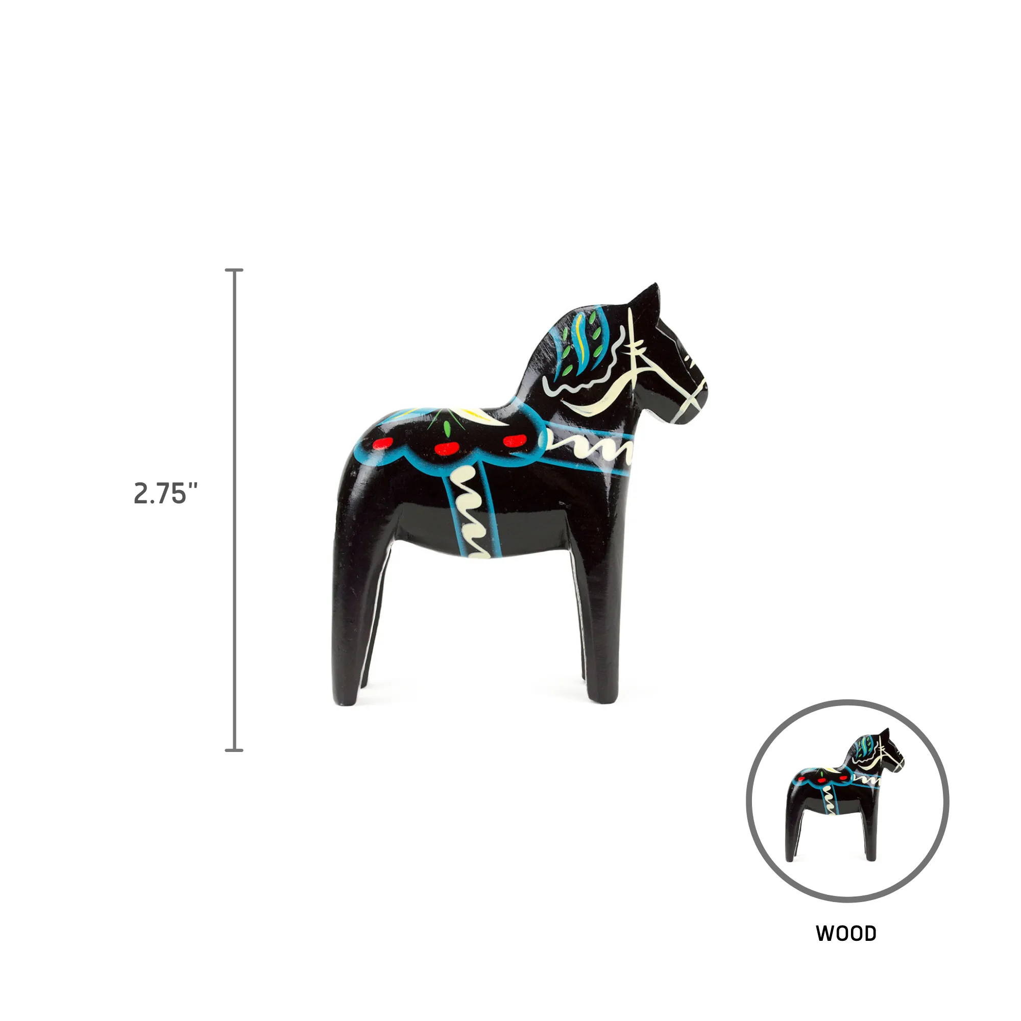 Black Wood Dala Horse