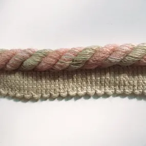 Blush Pink and Lime Quality Decorative Lip Cord Trim by the yard