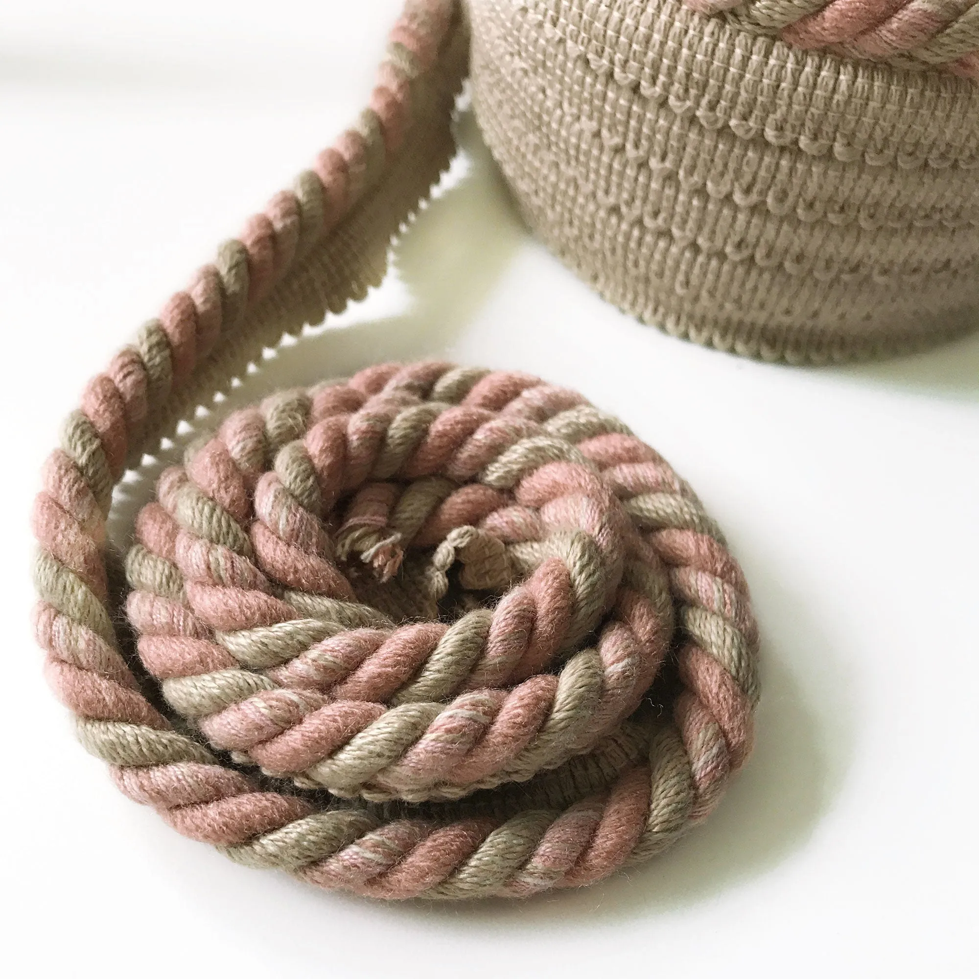 Blush Pink and Lime Quality Decorative Lip Cord Trim by the yard