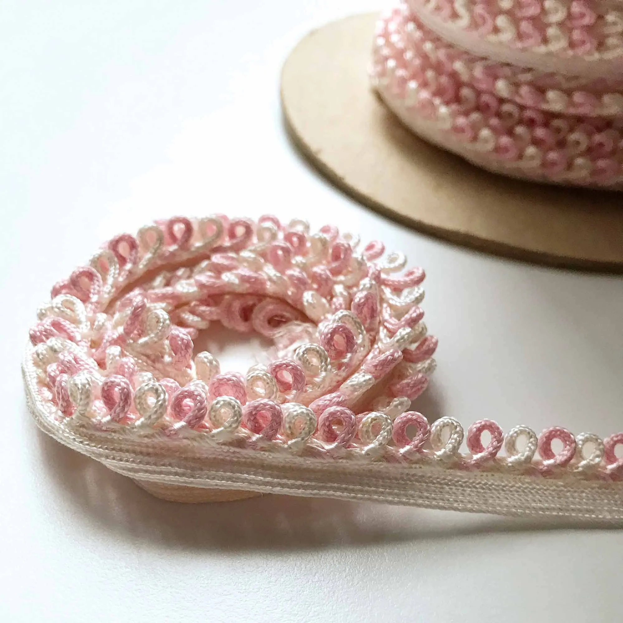 Blush Pink and White High Quality Decorative Loop Trim by the yard