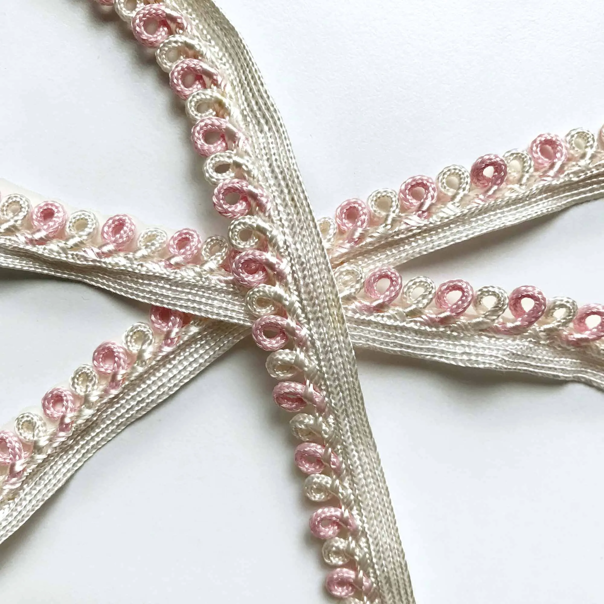 Blush Pink and White High Quality Decorative Loop Trim by the yard