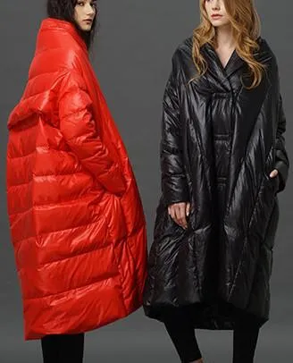 Boxy Paneled Down Coat In Red or Black