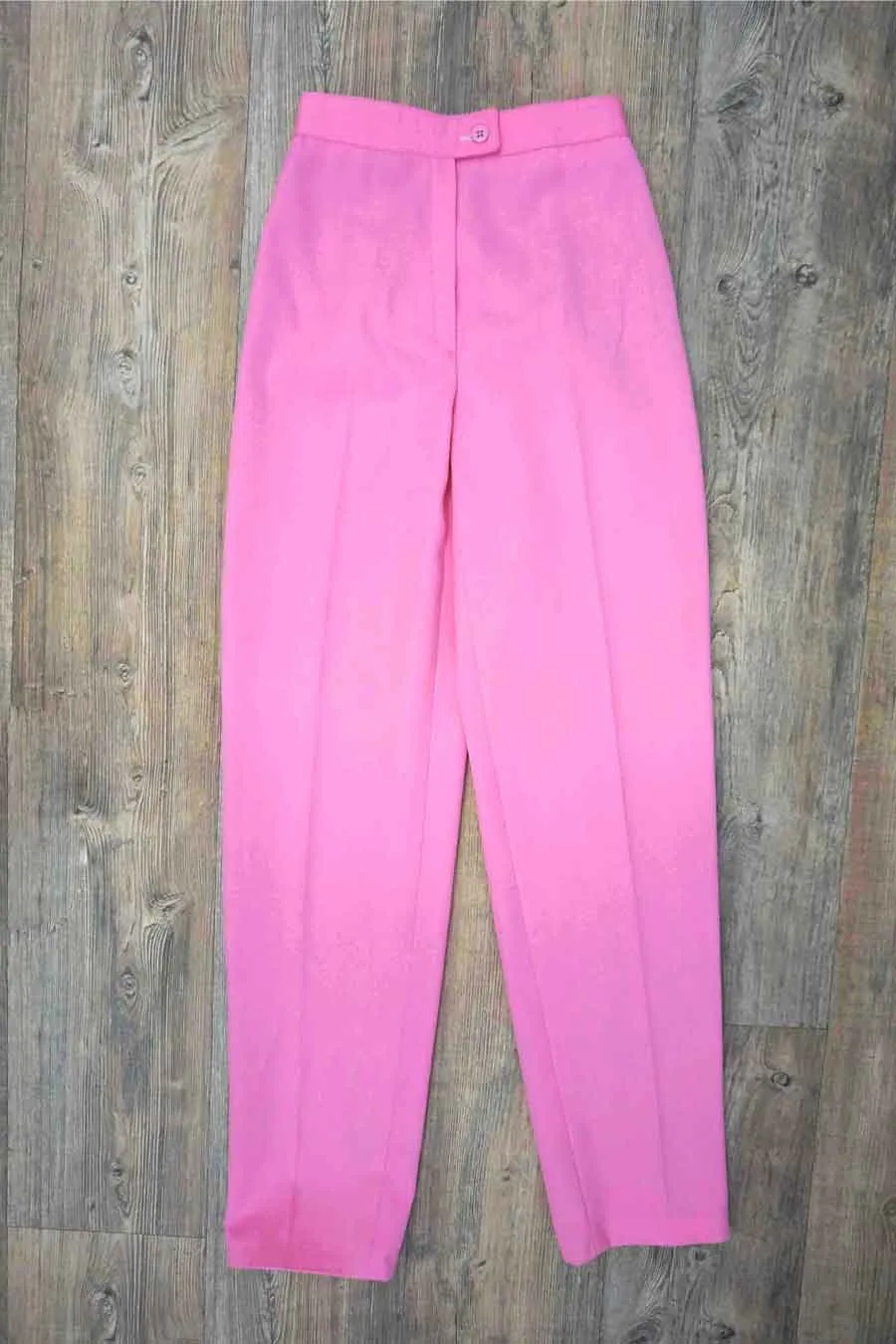 Bright Pink Wool Straight Leg Trousers