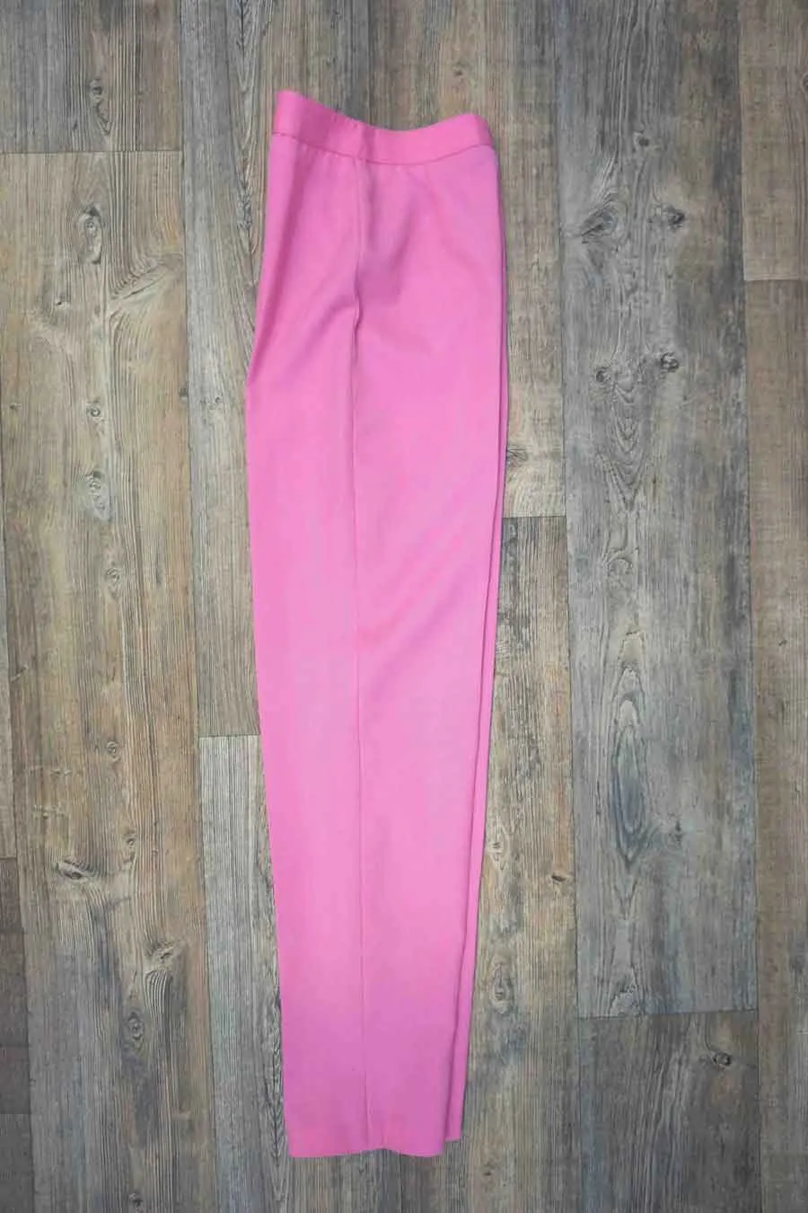 Bright Pink Wool Straight Leg Trousers