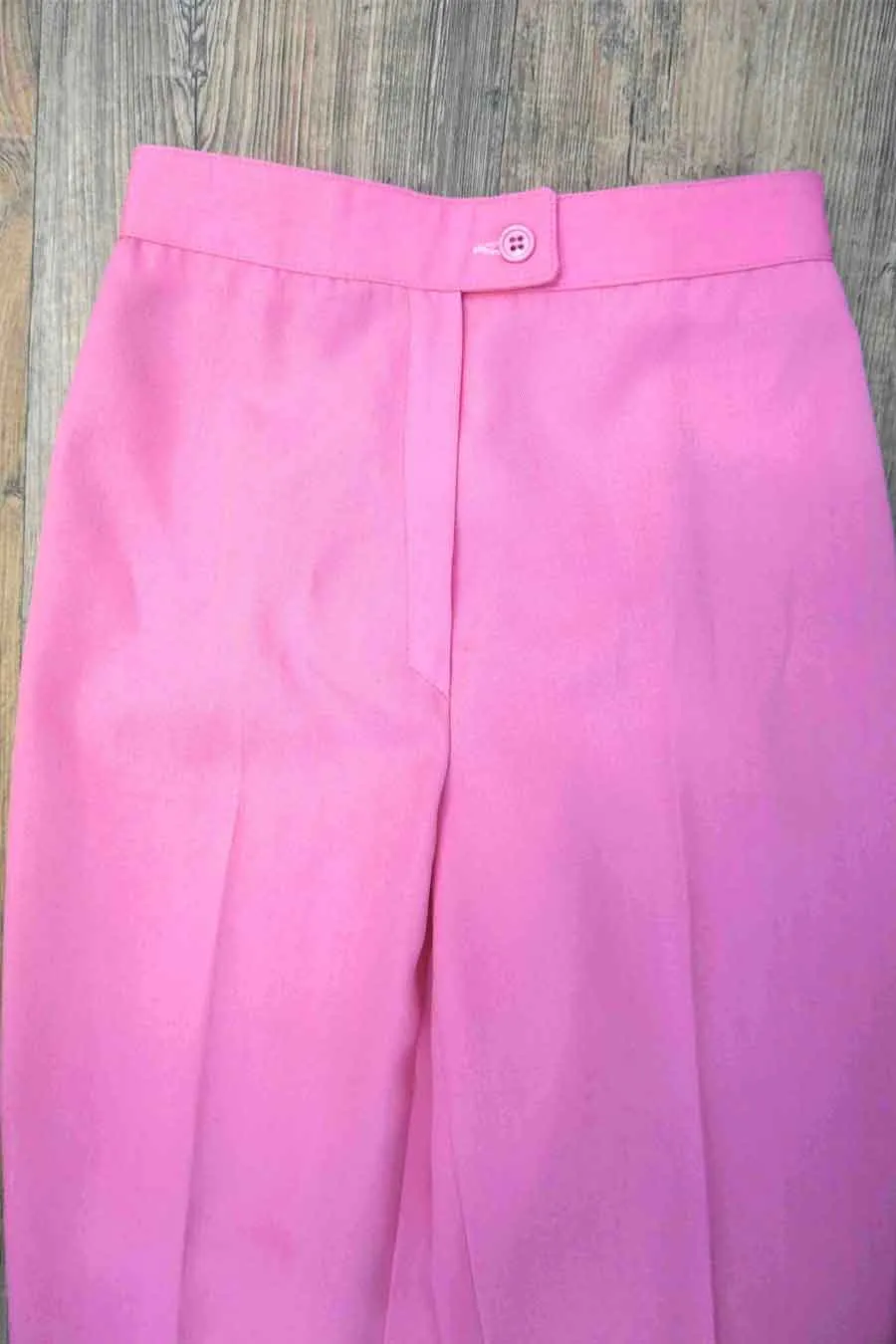 Bright Pink Wool Straight Leg Trousers