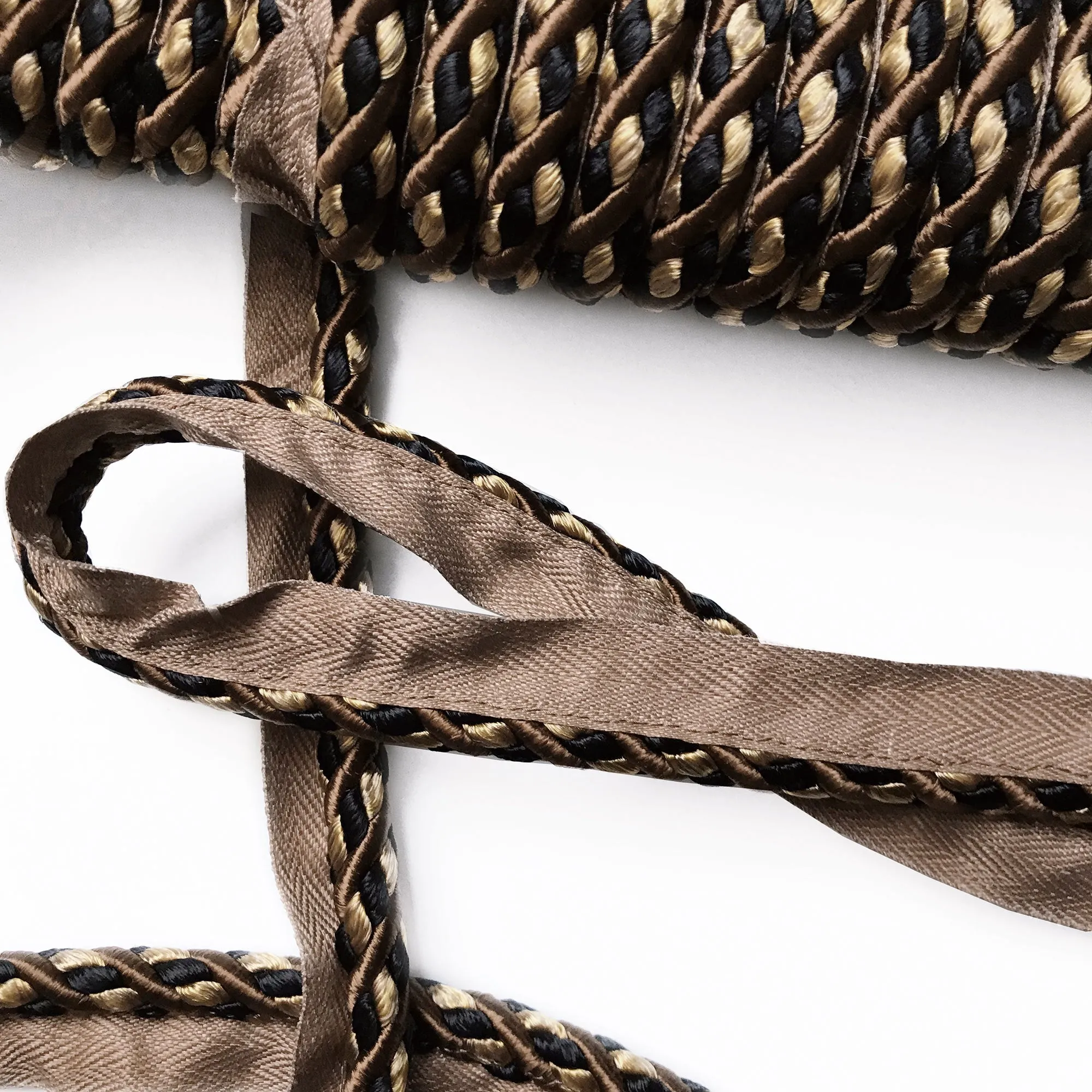 Brown and Gold High Quality Decorative Lip Cord Trim by the yard