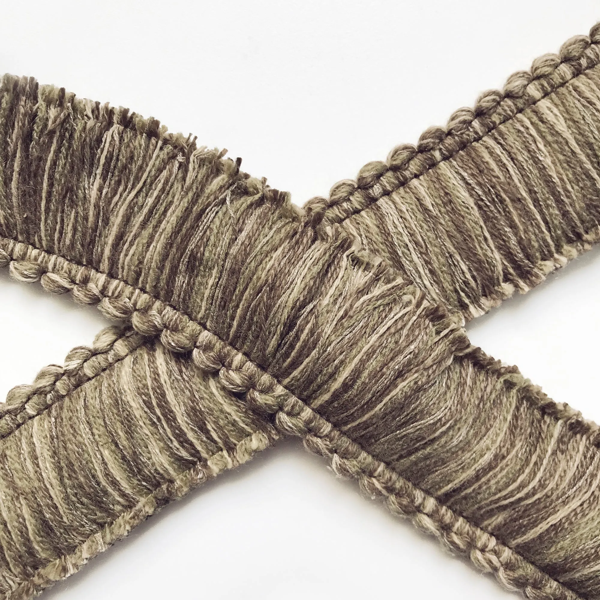 Brown and Khaki High Quality Decorative Brush Fringe Trim by the yard